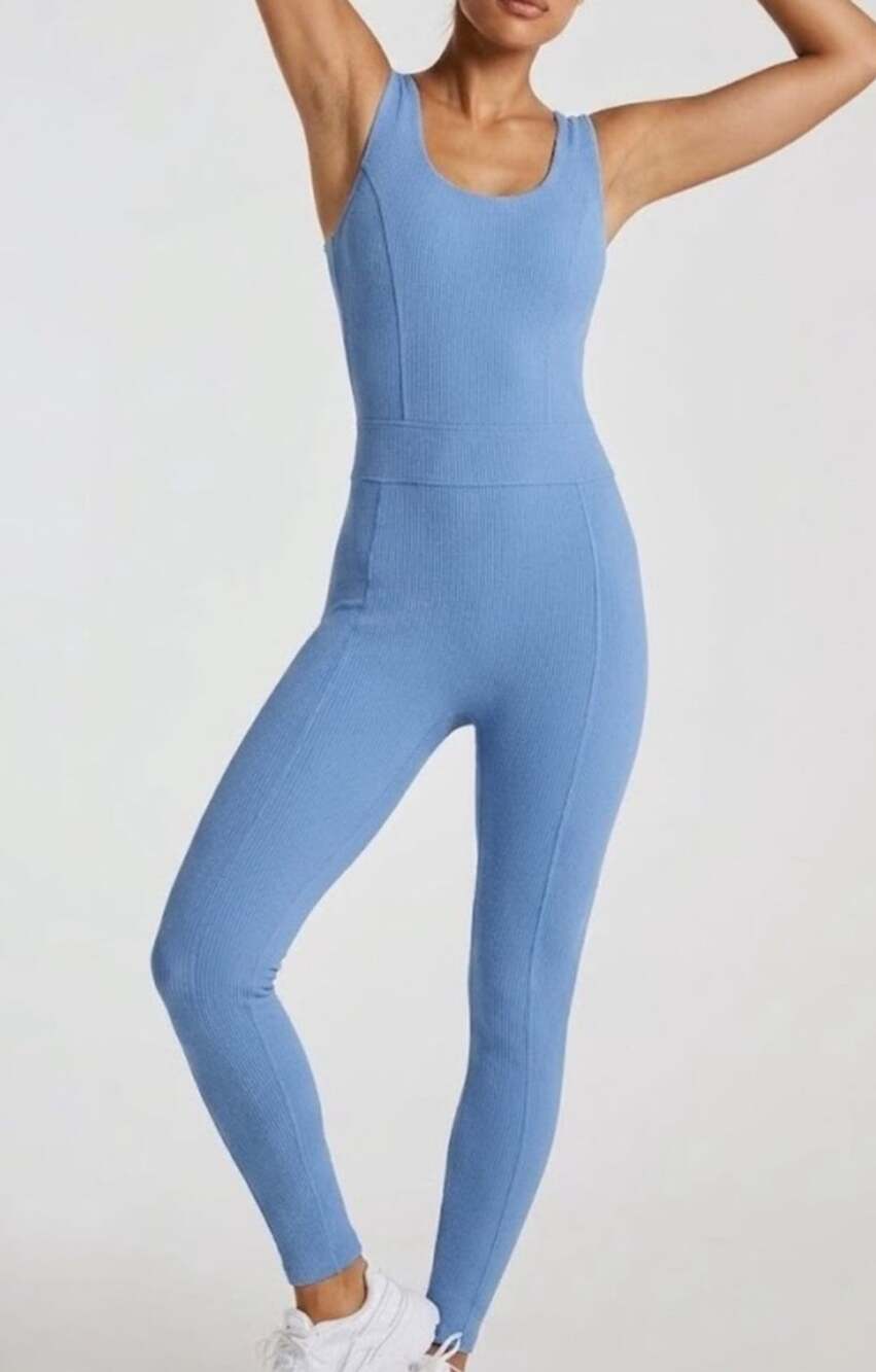 Year of Ours Jumpsuit Size Small Blue Ribbed Activewear